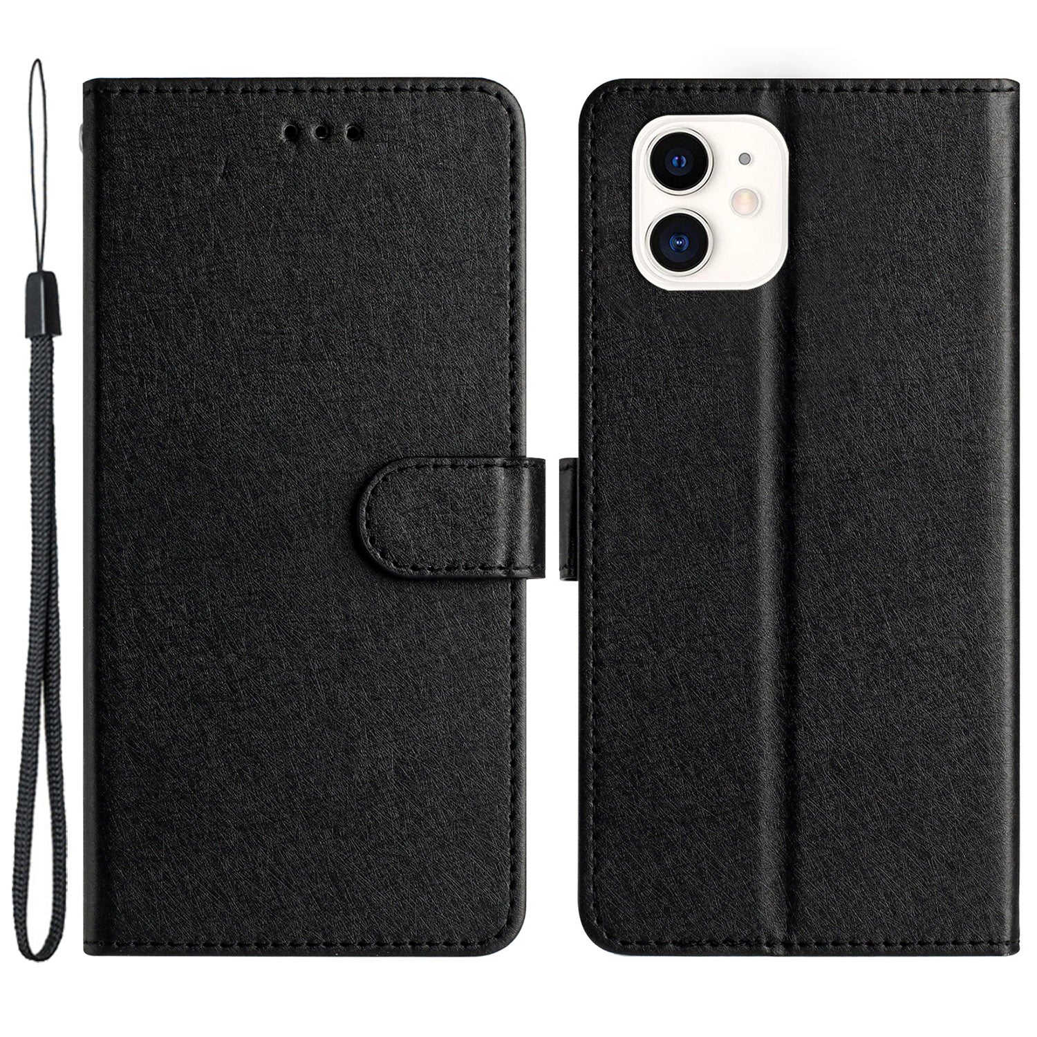Anti-scratch Case for iPhone 11 Silk Texture PU Leather Wallet Phone Stand Cover with Wrist Strap Anti-scratch Case for iPhone 11 Silk Texture PU Leather Wallet Phone Stand Cover with Wrist Strap